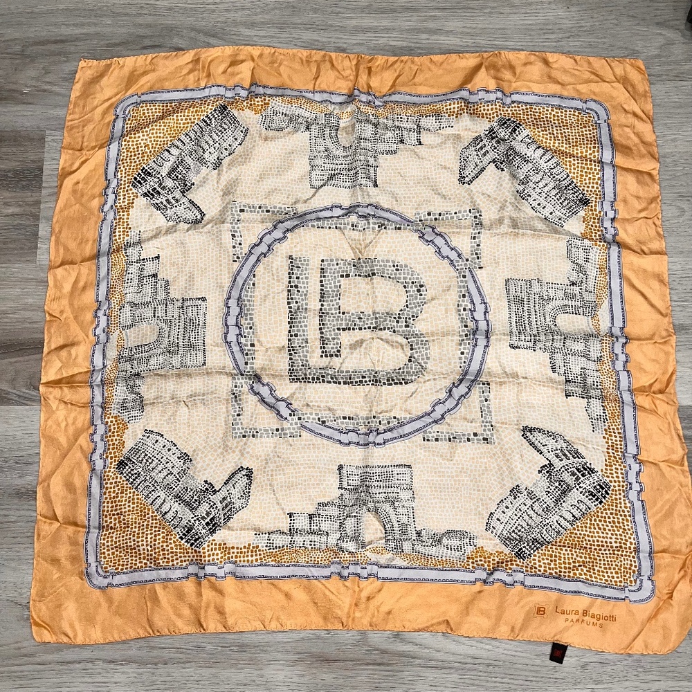 Yellow scarf 100% silk Italy Laura Biagiotti